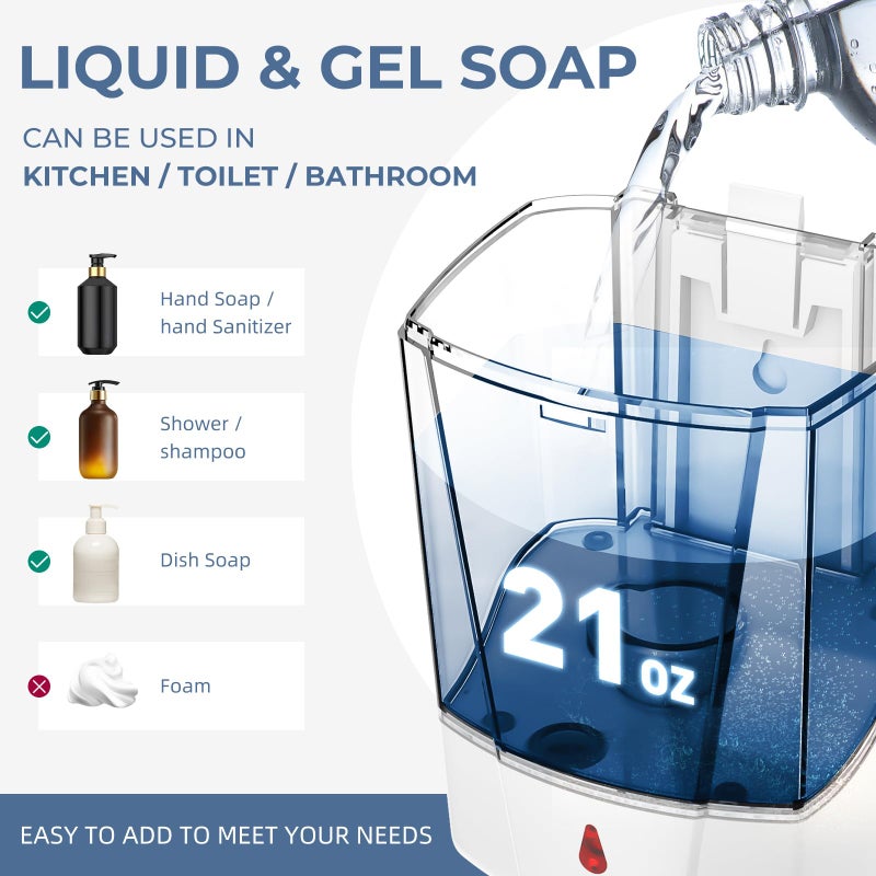 interhasa! Automatic Soap Dispenser Wall Mount 20oz Refillable Liquid Hand Sanitizer Dispenser Commercial Soap Dispenser for Bathroom Support Liquid Gel - Image 2